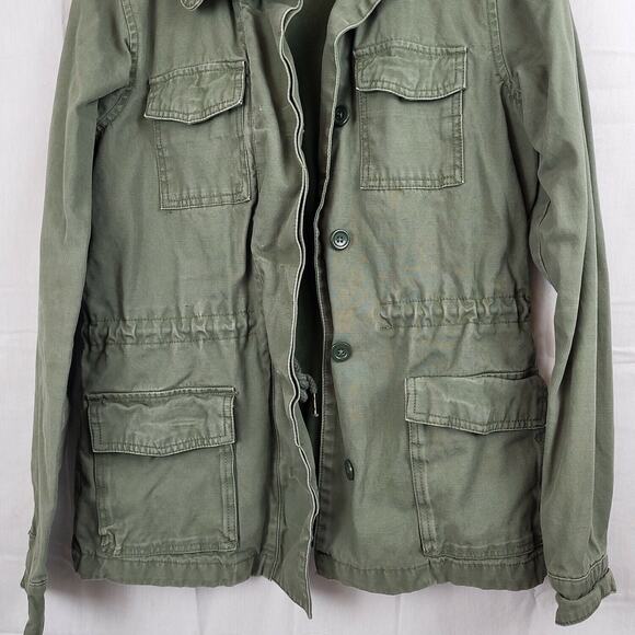 Ecote Womens Olive Cotton Long Sleeve Button Front Military Jacket Size Small - Picture 4 of 10